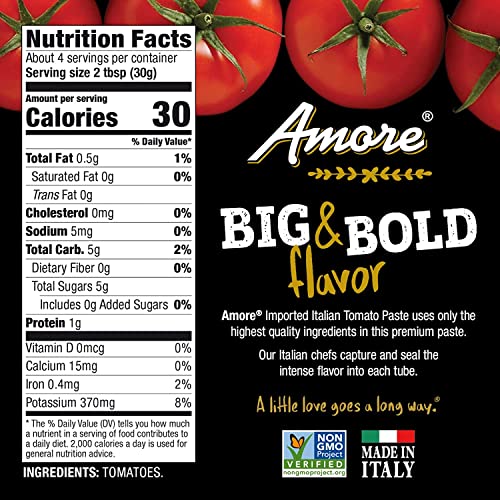 Amore Vegan Tomato Paste In A Tube - Non GMO Certified and Made ...