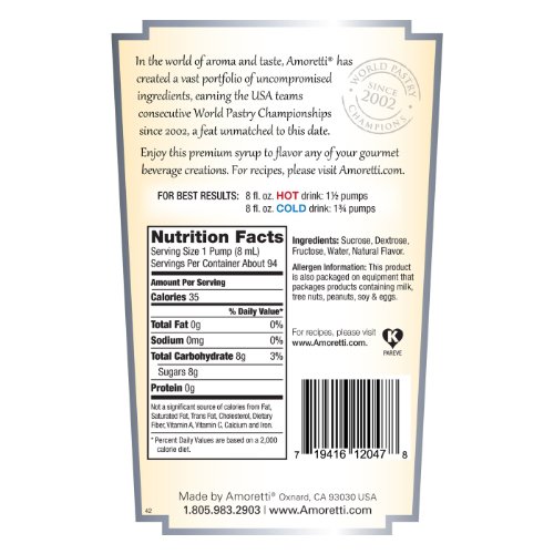 Amoretti Premium Syrup, Raspberry, 25.4 Ounce