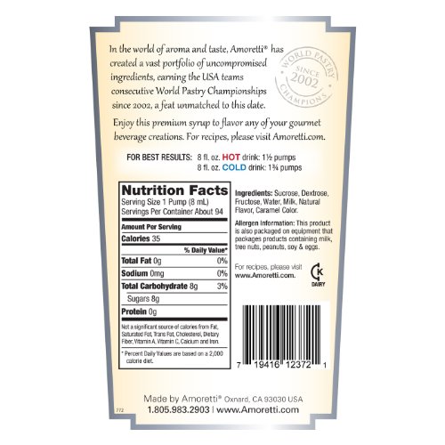 Amoretti Premium Syrup, White Chocolate Vanilla, 25.4 Ounce