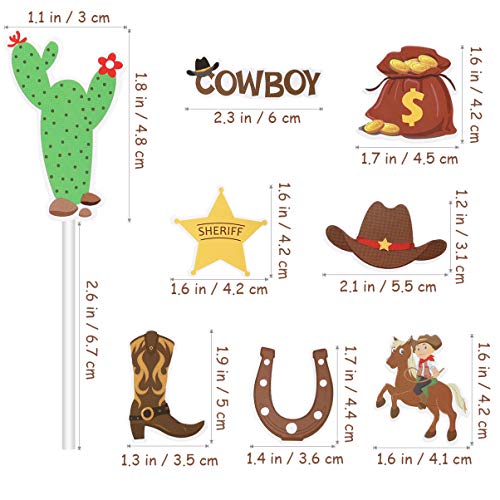 Amosfun 72Pcs Cowboy Cupcake Toppers Western Theme Cake Topper C