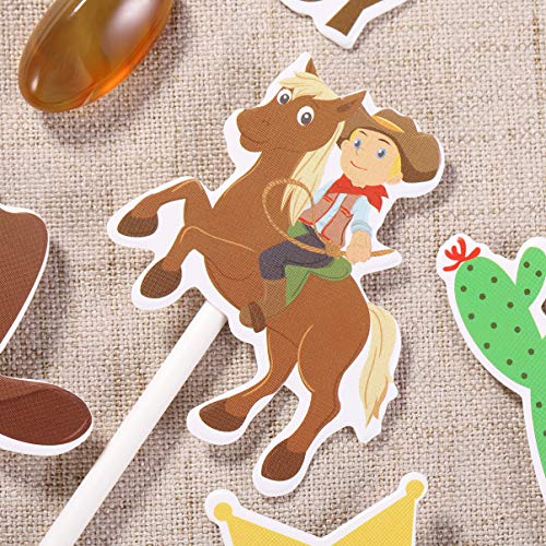 Amosfun 72Pcs Cowboy Cupcake Toppers Western Theme Cake Topper C