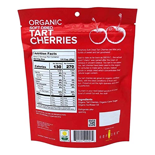 Amphora Organic Dried Tart Cherries - Vegan Gluten Free Dry Cher...