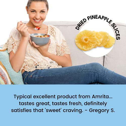 Amrita Candied Dried Pineapple Rings 1 Lb Sweetened - Packed Fre
