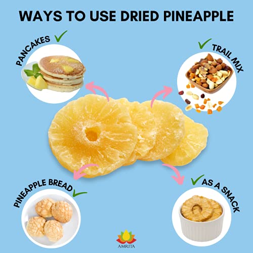 Amrita Candied Dried Pineapple Rings 1 Lb Sweetened - Packed Fre