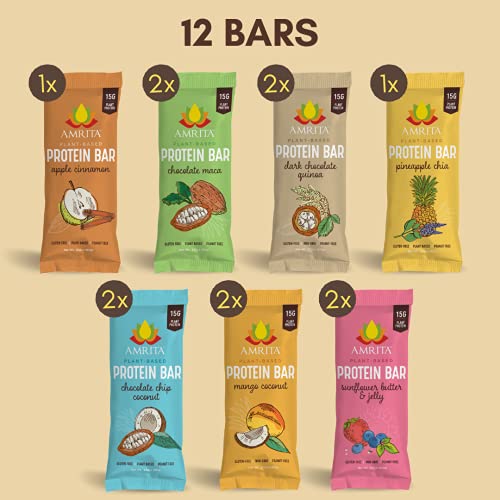 Amrita Plant Based Paleo Friendly Nut Free Variety Protein Bar -