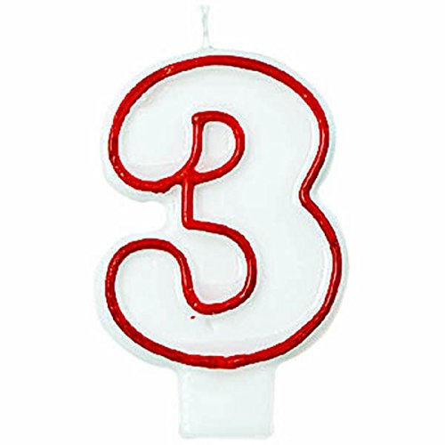 Red/White Number 3 Candle