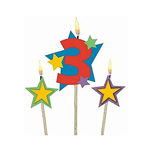 Amscan Birthday Celebration, #3 Decorative Pick Candles, Party S