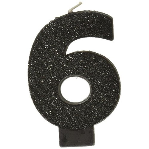 Amscan Birthday Celebration, Numeral #6 Glitter Candle, Party Su