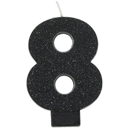 Amscan Birthday Celebration, Numeral #8 Glitter Candle, Party Su