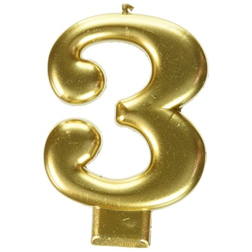 Amscan Birthday Celebration, Numeral #3 Metallic Candle, Party S