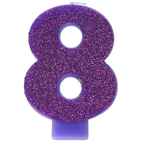 Amscan Birthday Celebration, Numeral #8 Glitter Candle, Party Su