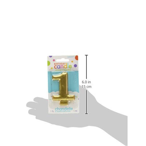 Amscan Birthday Celebration, Numeral #1 Metallic Candle, Party S