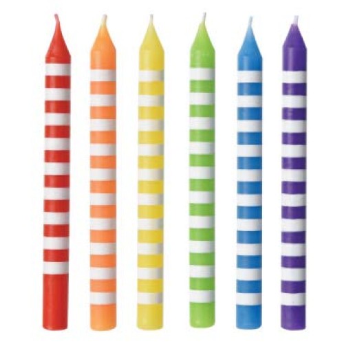 Assorted Color Striped Birthday Candles, 3.3 - 12 Pcs.