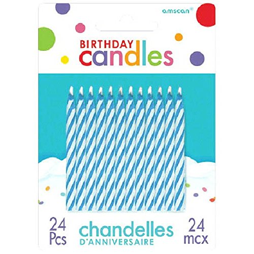 Blue Candy Stripe Spiral Birthday Candles | Pack Of 24 | Party S