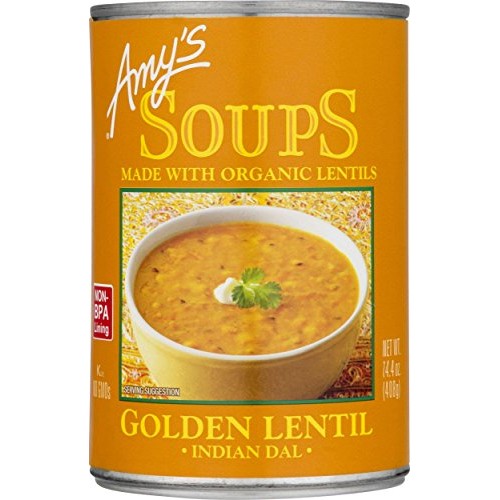 Amys Soups, Organic Indian Golden Lentil Soup, 14.4 Ounce