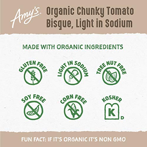 Amy’S Organic Chunky Tomato Bisque, Light In Sodium, 14.5 Oz. P