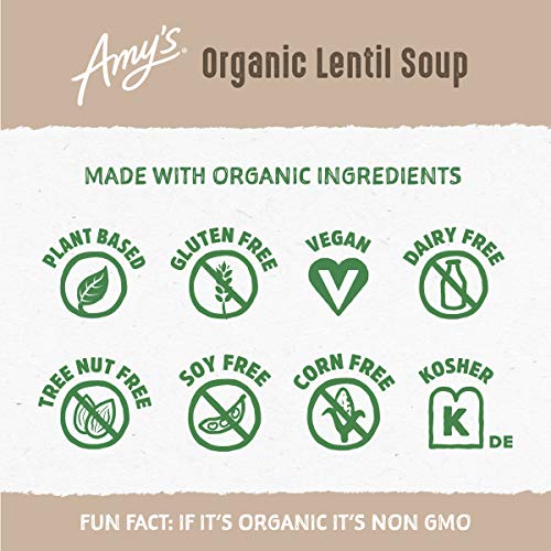 Amy’S Organic Lentil Soup, Non-Gmo, Usda Organic, Vegan 14.5-Oz.