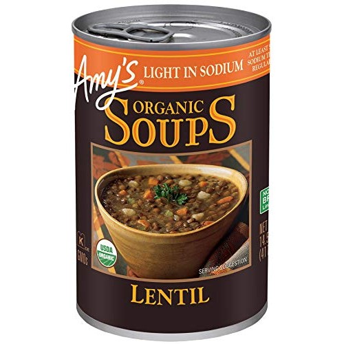 Amys Soups, Light In Sodium Organic Lentil Soup, 14.5 Ounce
