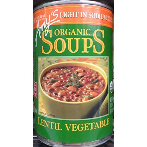 Amys Light In Sodium Organic Soups Lentil Vegetable 14.5Oz Can