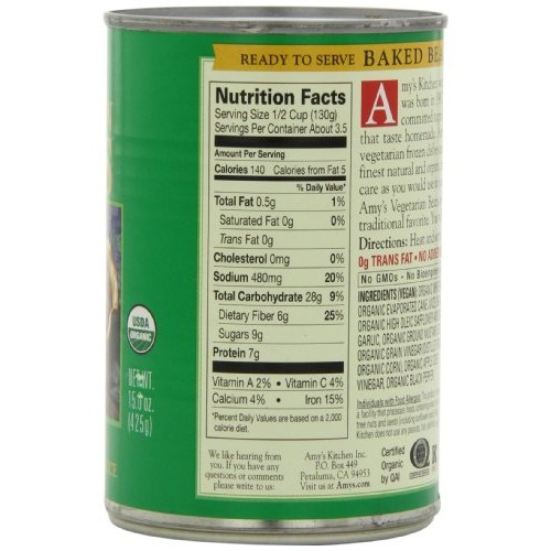 Amys Organic Beans, Baked Beans In A Hearty Tomato Sauce, 15 Ou