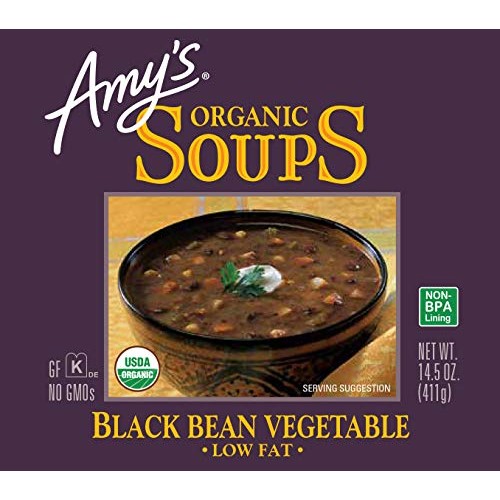 Amys Organic Black Bean Vegetable Soup, Low Fat, Vegan, 14.5-Ou