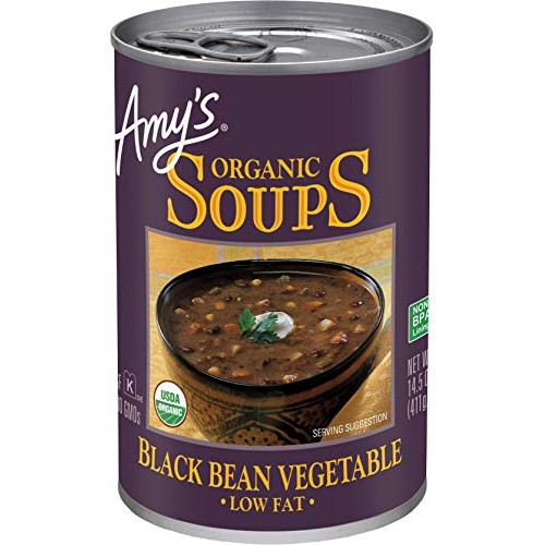 Amys Organic Black Bean Vegetable Soup, Low Fat, Vegan, 14.5-Ou