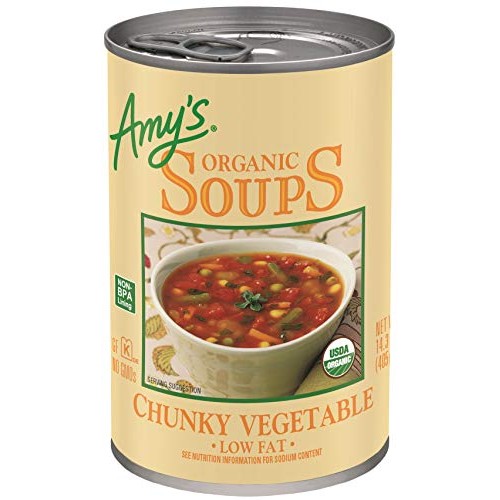 Amys Organic Chunky Vegetable Soup, Low Fat, 14.3-Ounce Pack O