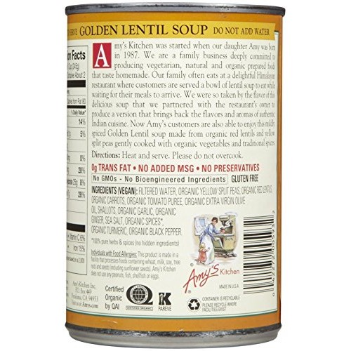 Amys Organic Golden Lentil Soup - 14.4 Oz