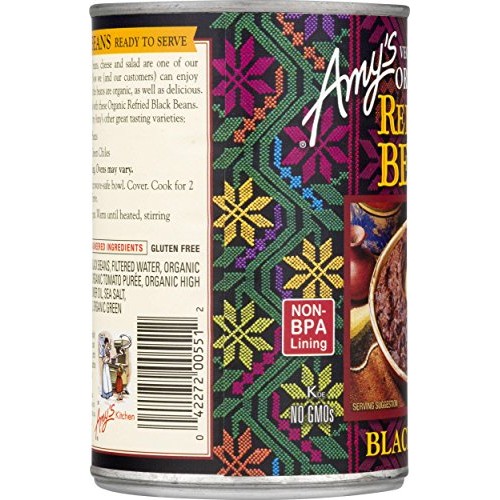 Amys Organic Refried Beans, Black Beans, 15.4 Ounce Pack Of 12