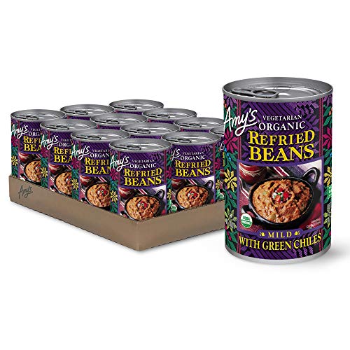 Amys Organic Refried Beans, Mild With Green Chiles, 15.4 Ounce