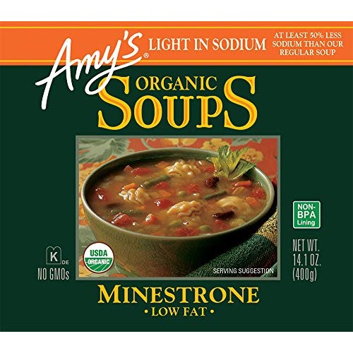 Amys Organic Soups, Light In Sodium Minestrone, 14.1 Ounce