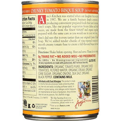 Amys, Soup Chunky Tomato Bisque Organic, 14.5 Ounce
