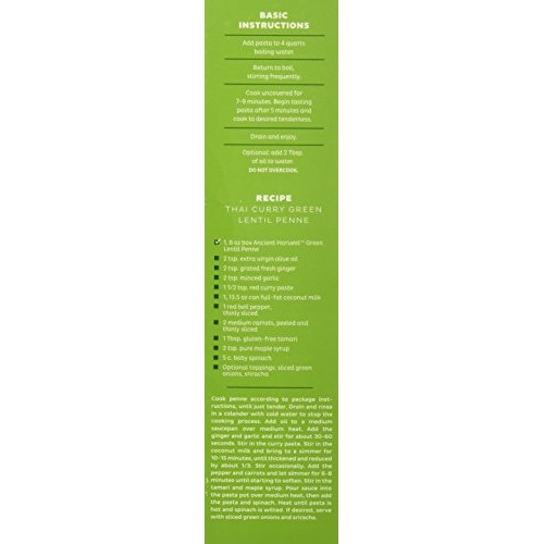 Ancient Harvest Pasta Penne Green Lentil 8 Ounce - Pack Of 6