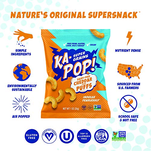 Ka-Pop! Super Grain Puffs, Cheddar + Red &Amp; Green Sriracha 4Oz,