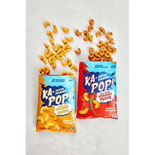 Ka-Pop! Super Grain Puffs, Cheddar + Red &Amp; Green Sriracha 4Oz,