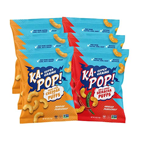 Ka-Pop! Super Grain Puffs, Cheddar + Red &Amp; Green Sriracha 4Oz,