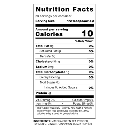 Ancient Roots Turmeric Matcha Mix - With Cinnamon, Ginger, and B...