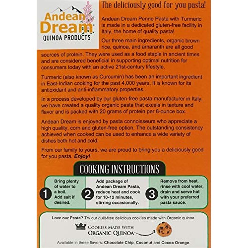 Andean Dream Organic Penne Pasta With Turmeric 8 Pack