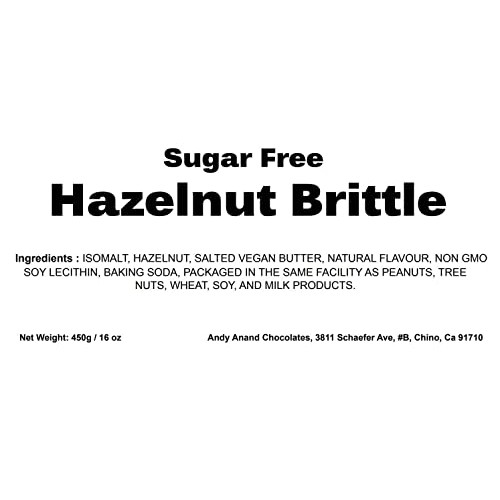 Andy Anand Old Fashioned Sugar Free Hazelnut Brittle Keto & Diab...