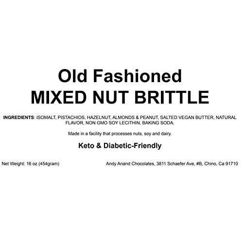 Andy Anand Old Fashioned Sugar Free Mixed Nut Brittle Keto & Dia...