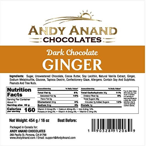 Andy Anand’S California Dark Chocolate Covered Ginger 1 Lbs, For