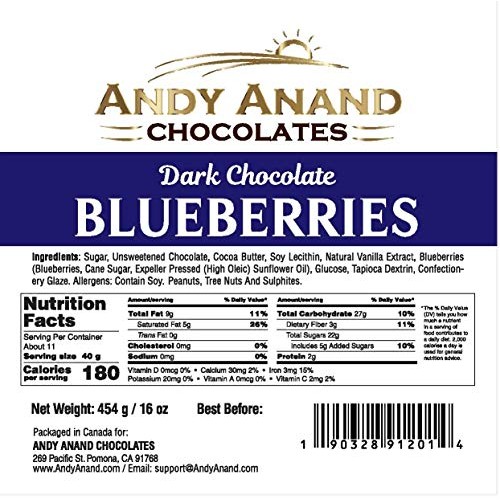 Andy Anand’S Chocolates- Premium California Blueberries Covered