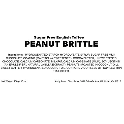Andy Anand Sugar Free English Toffee Peanut Brittle Keto &Amp; Diabe