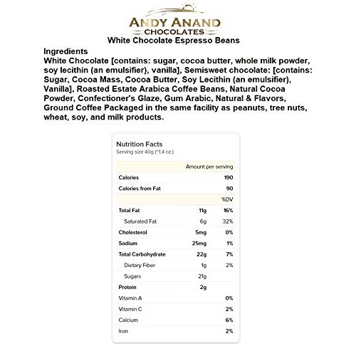 Andy Anand White Chocolate Espresso Beans Gift Boxed &Amp; Greeting