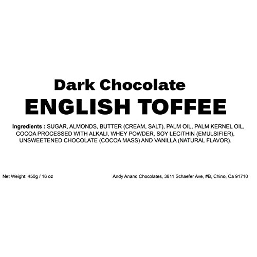 Andy Anand Dark Chocolate English Toffee with Nuts, Amazingly De...