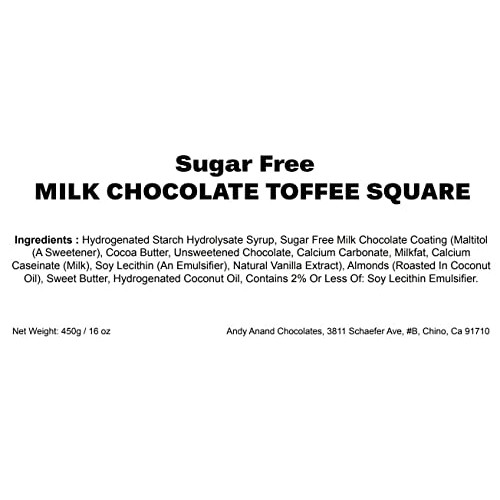 Andy Anand Sugar Free Milk Chocolate Toffee Square, Amazing-Deli...