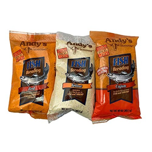 Andys Seasoning Fish Breading - 3 Pack 1 Ea Red, 1 Ea Yellow,