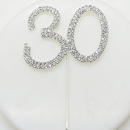 Anghui Shipin 1Pcs Cake Topper Crystal Rhinestone 30 Number Mono