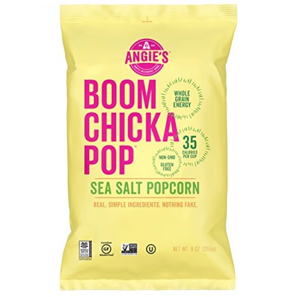 Angie’s BOOMCHICKAPOP Sea Salt Popcorn, 9 Ounce Bag