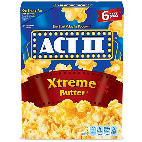 Act Ii Xtreme Butter Microwave Popcorn Bags, 6-Count Pack Of 6